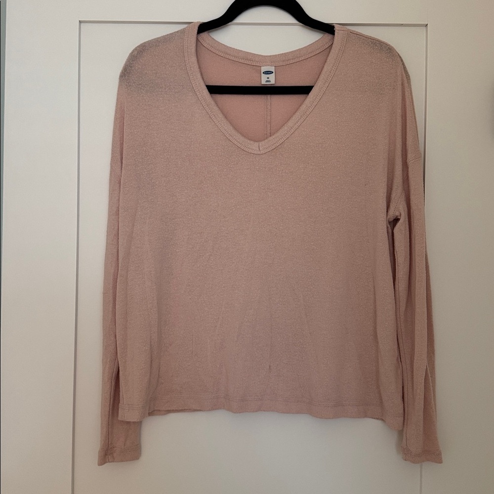 Old Navy Women's Light Pink Long Sleeve V-Neck Top